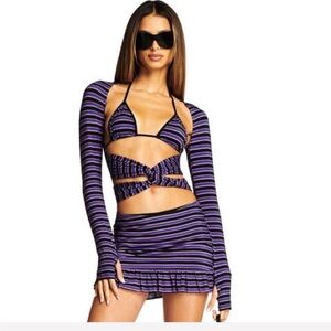 I am Gia Striped Purple and Black Women's skirt